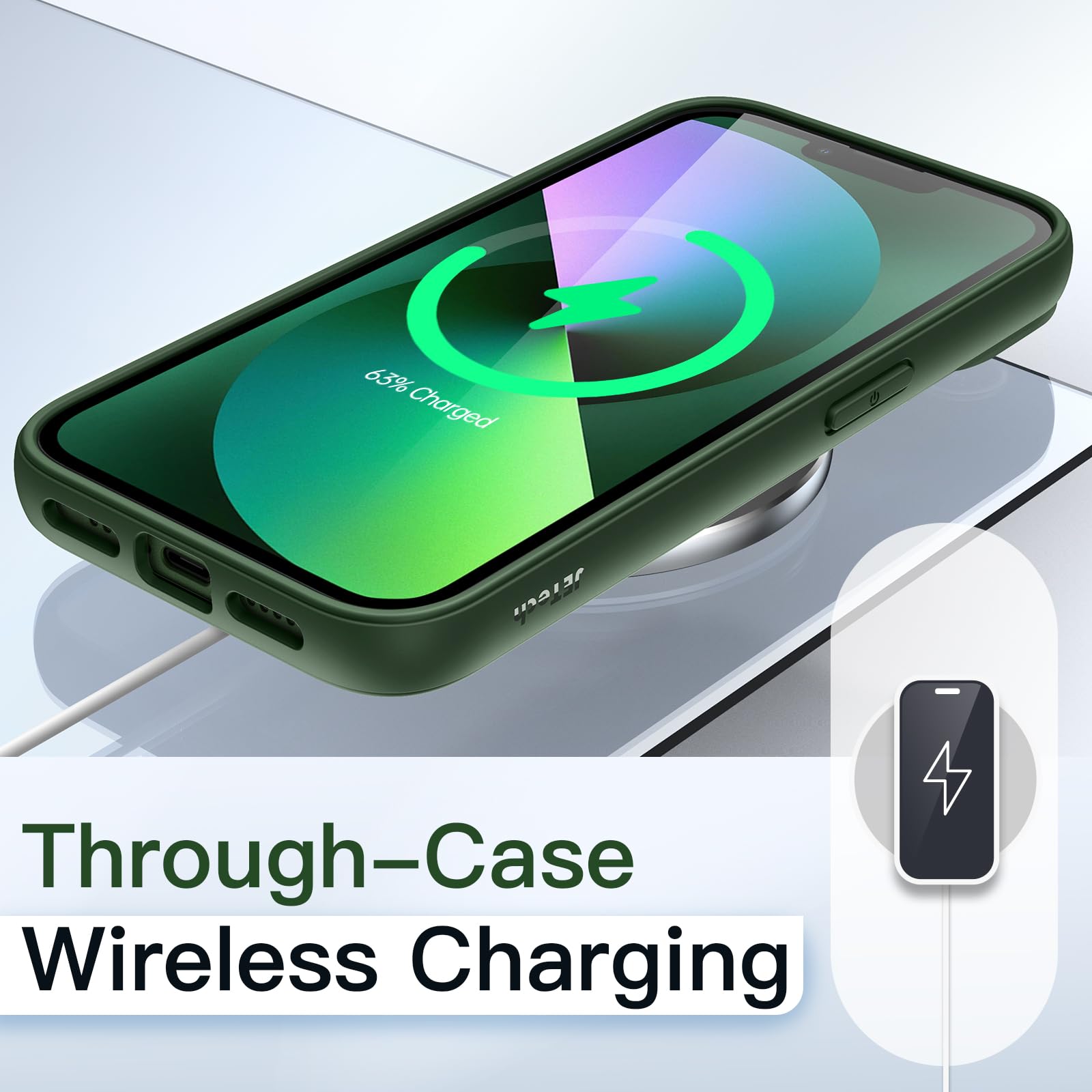 Amazon.co.jp: JETech iPhone 13用 ケース (グリーン) | ソリッド